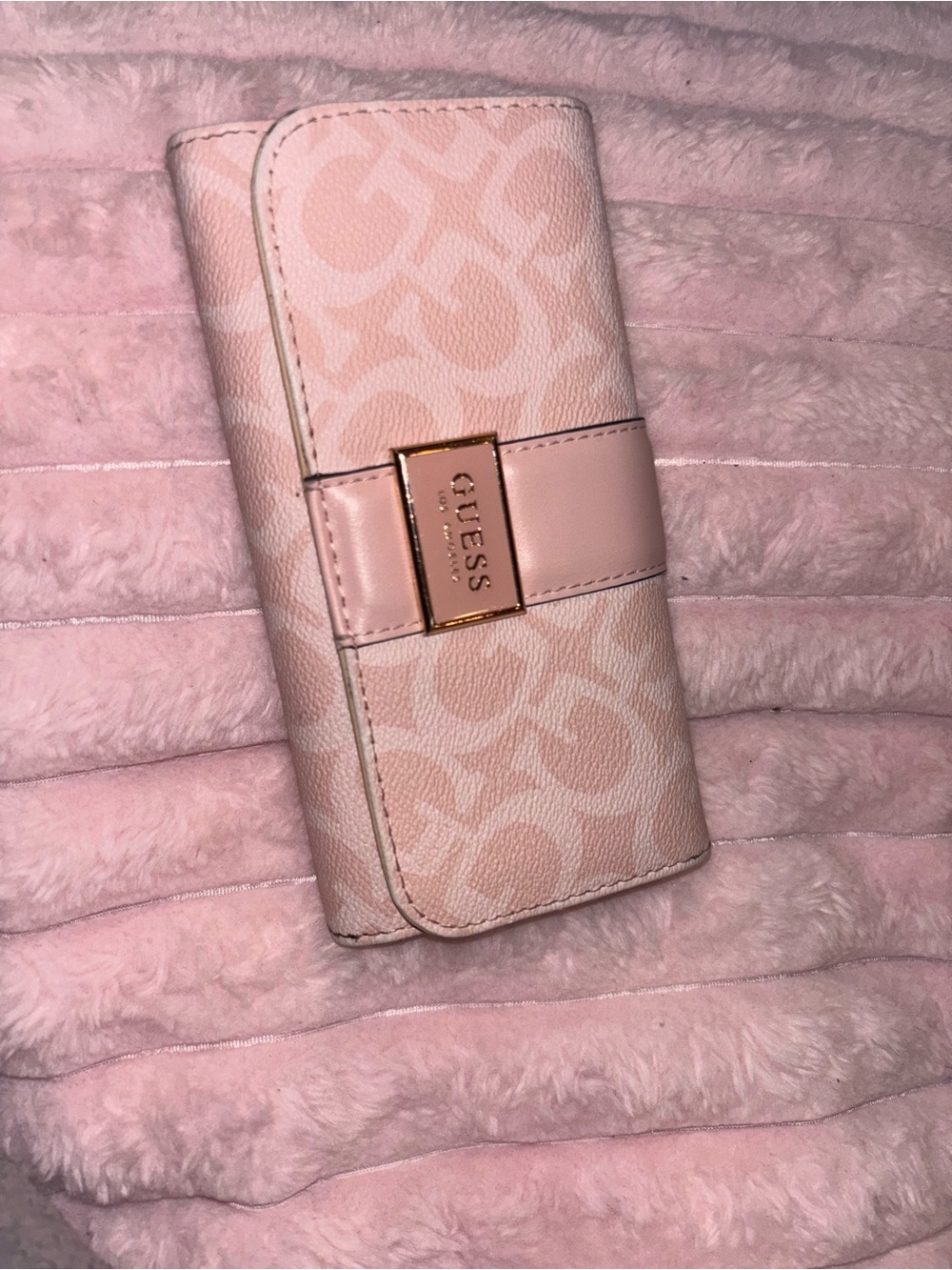 Guess Blush Pink Signature Wallet with Gold Accent